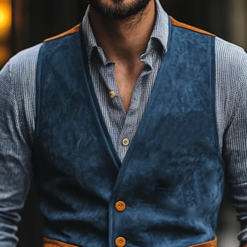 Men's Classic Casual Contrast Suede Vest 60751370K sold by Manly product image thumbnail 3