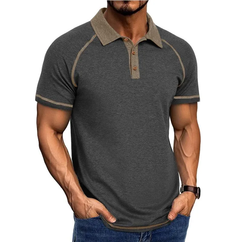 Men's Casual Contrast Color Short-sleeved POLO Shirt 57895287X sold by Manly
