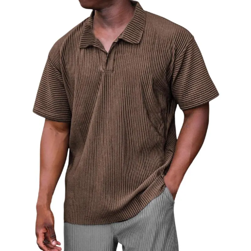Men's Solid Color Striped Short-sleeved POLO Shirt 71559657X sold by Manly