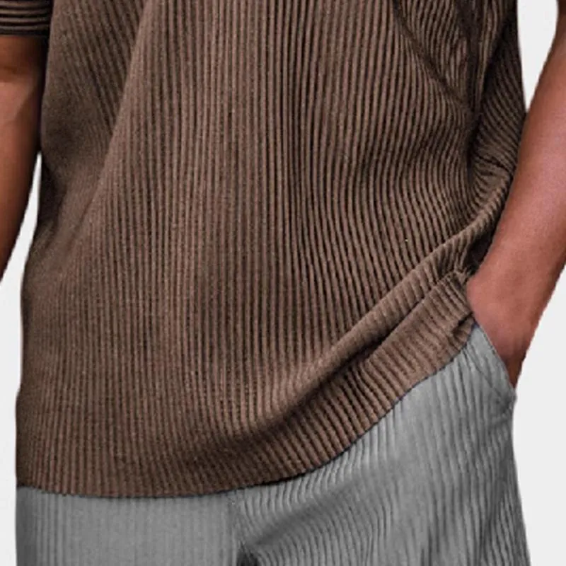 Men's Solid Color Striped Short-sleeved POLO Shirt 71559657X sold by Manly product image thumbnail 5