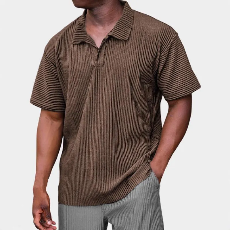 Men's Solid Color Striped Short-sleeved POLO Shirt 71559657X sold by Manly product image thumbnail 2