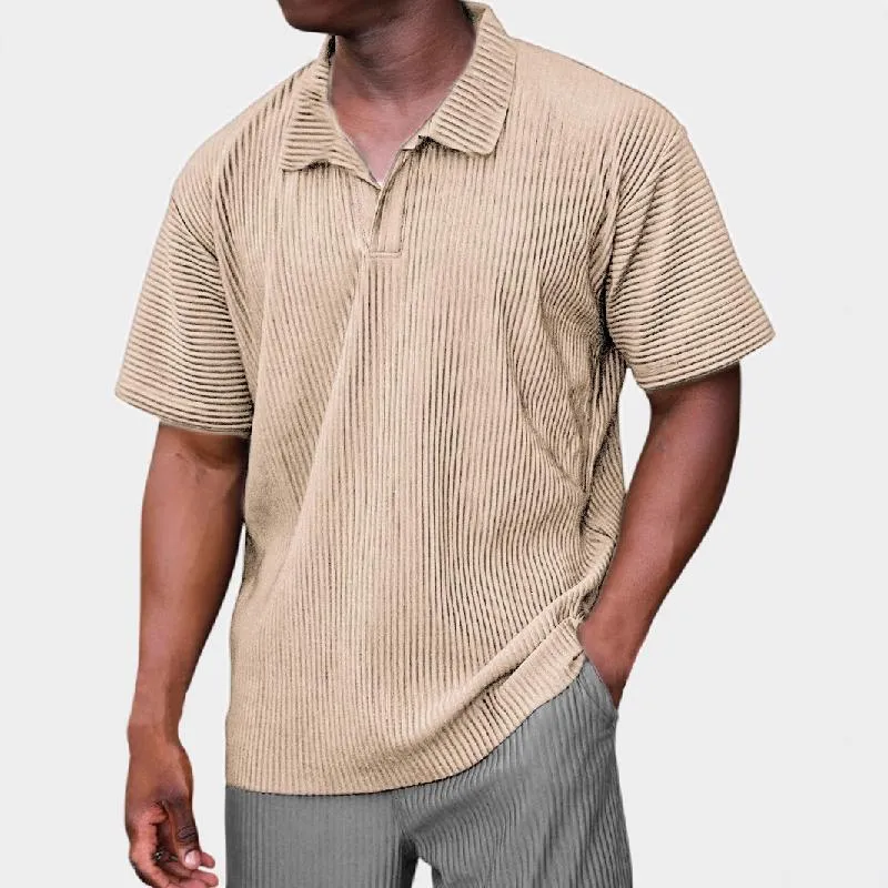 Men's Solid Color Striped Short-sleeved POLO Shirt 71559657X sold by Manly product image thumbnail 3