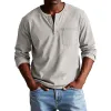 Men's Vintage Washed Henley Collar Long Sleeve T-Shirt 34795870X sold by Manly