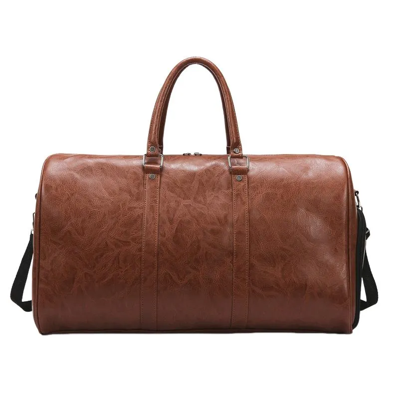 Men's Vintage Large Capacity Leather Sports Fitness Travel Bag 29144337F sold by Manly product image thumbnail 5