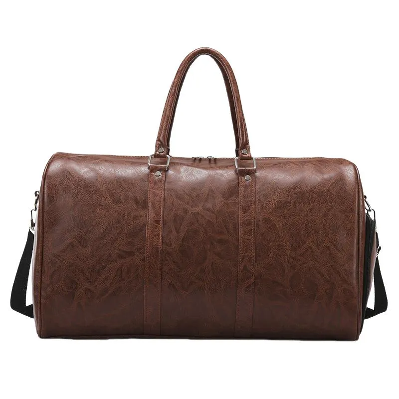 Men's Vintage Large Capacity Leather Sports Fitness Travel Bag 29144337F sold by Manly product image thumbnail 3