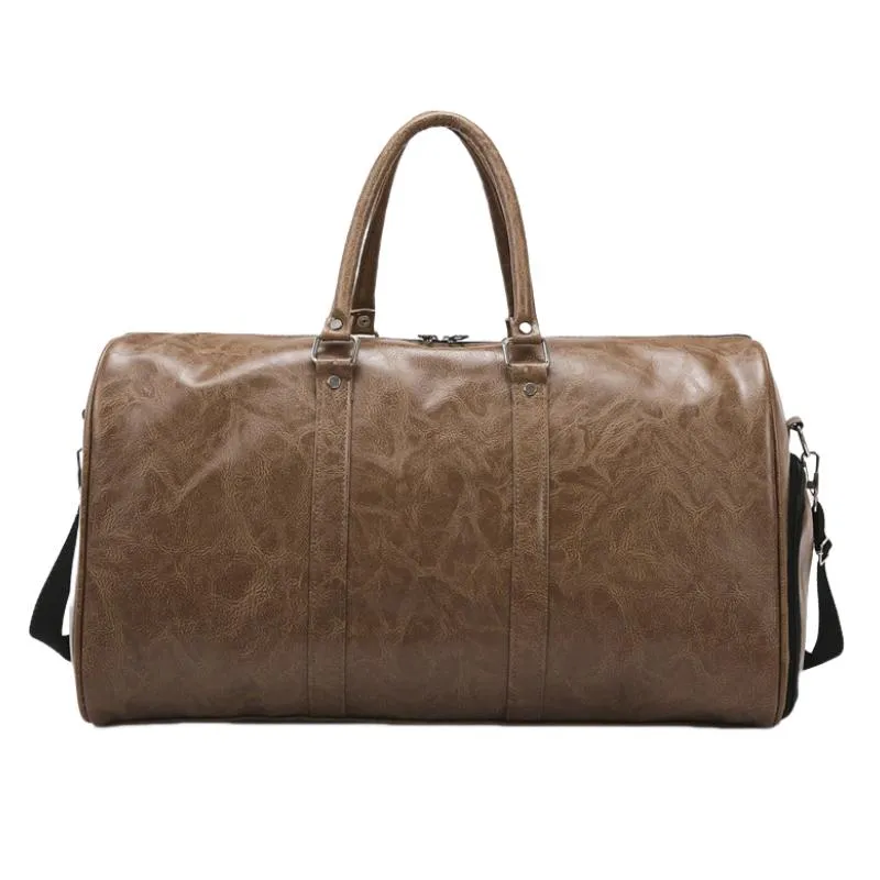 Men's Vintage Large Capacity Leather Sports Fitness Travel Bag 29144337F sold by Manly product image thumbnail 4