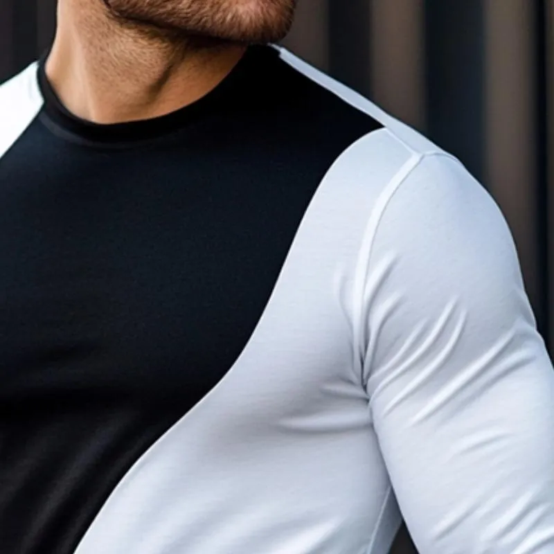 Men's Retro Casual Colorblock Round Neck Long Sleeve T-Shirt 51996048TO sold by Manly product image thumbnail 3