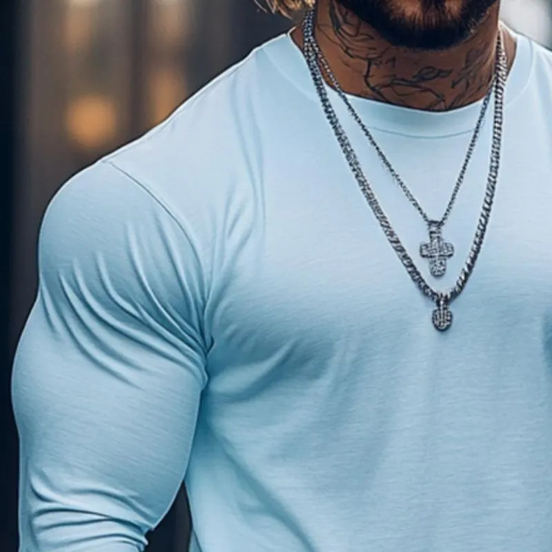 Men's Retro Casual Solid Color Round Neck Long Sleeve T-Shirt 17729473TO sold by Manly product image thumbnail 3