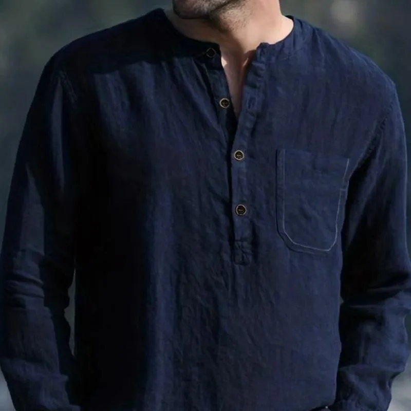 Men's Vintage Henley Long Sleeve T-Shirt 48480010F sold by Manly product image thumbnail 2