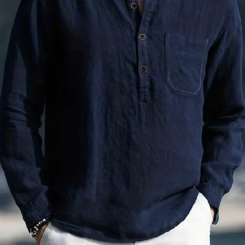 Men's Vintage Henley Long Sleeve T-Shirt 48480010F sold by Manly product image thumbnail 3