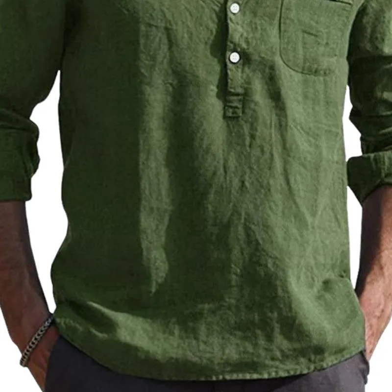 Men's Casual Solid Color Long Sleeve Henley Shirt 76711141F sold by Manly product image thumbnail 3