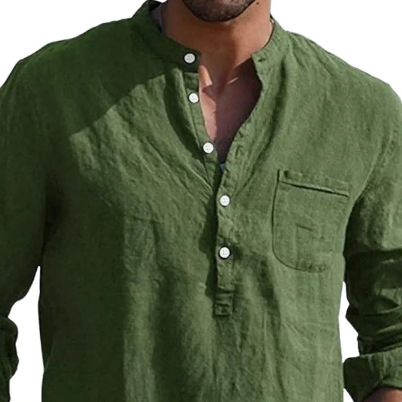 Men's Casual Solid Color Long Sleeve Henley Shirt 76711141F sold by Manly product image thumbnail 2