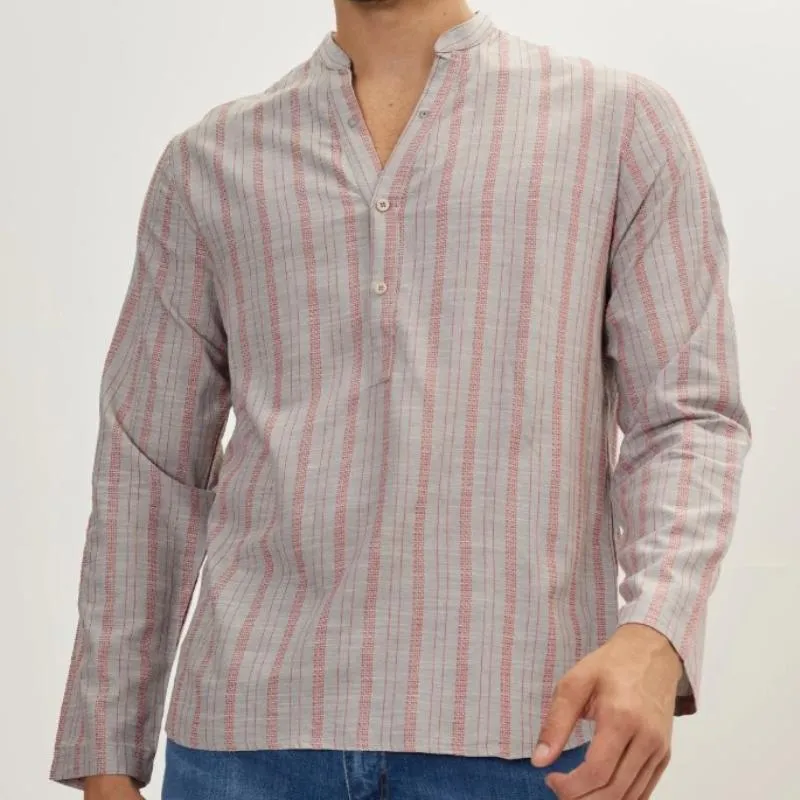 Men's Stylish Striped Long Sleeve Henley Shirt 30689900F sold by Manly product image thumbnail 3
