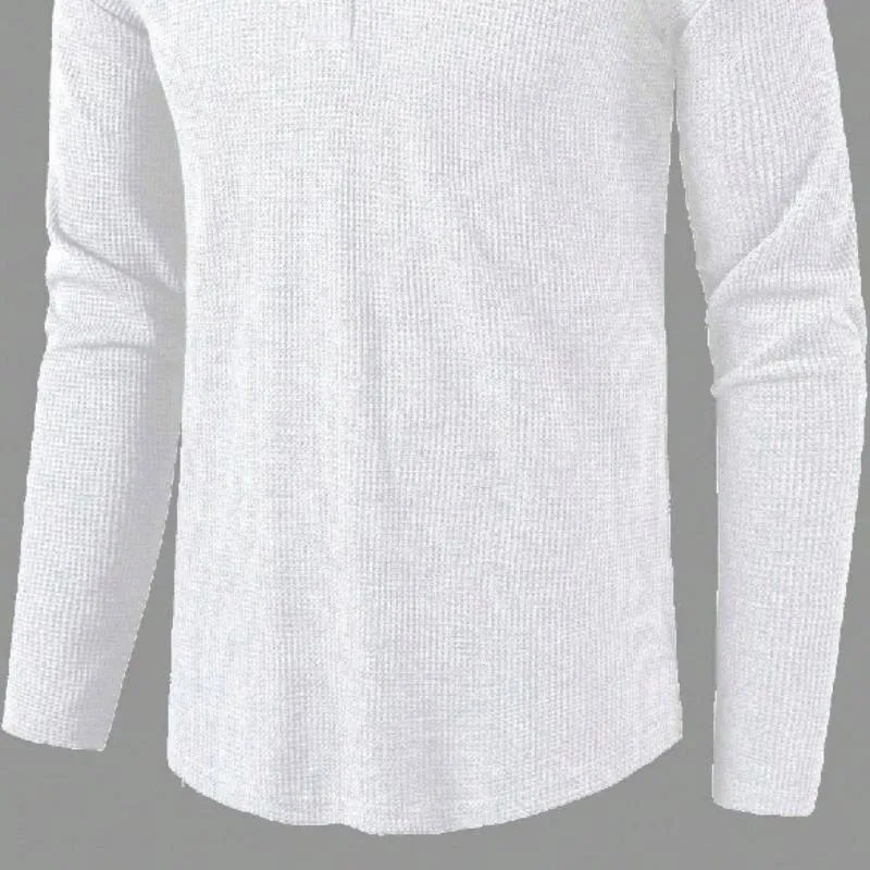 Men's All-match Solid Color Long-sleeved Henley Shirt 42688827F sold by Manly product image thumbnail 3