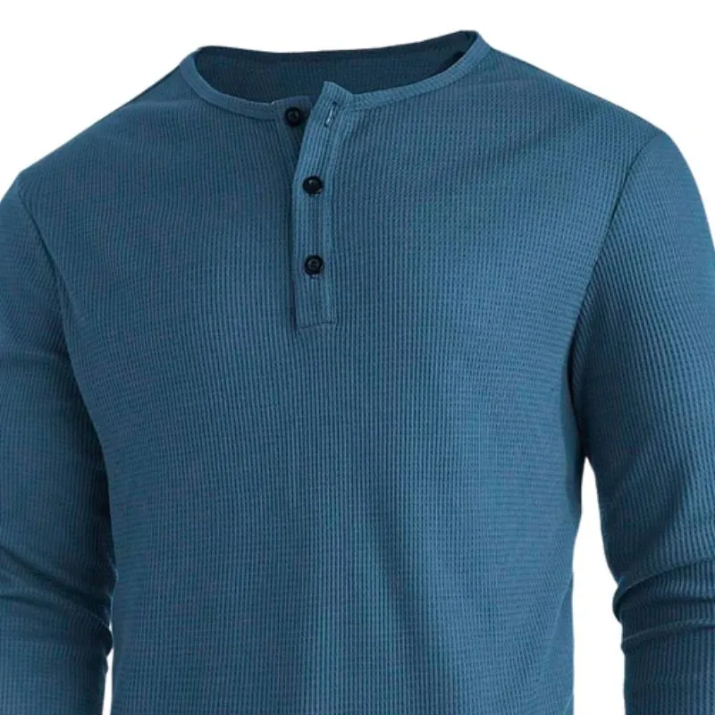 Men's Casual Henley Neck Waffle Long Sleeve T-Shirt 08628831F sold by Manly product image thumbnail 2