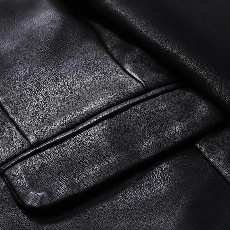 Men's Vintage Lapel Single Button Leather Blazer 32559458Y sold by Manly product image thumbnail 3