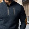 Men's Casual Colorblock Half Zip Stand Collar Long Sleeve Sweatshirt 08301797Y sold by Manly