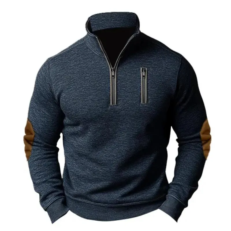 Men's Casual Colorblock Half Zip Stand Collar Long Sleeve Sweatshirt 08301797Y sold by Manly