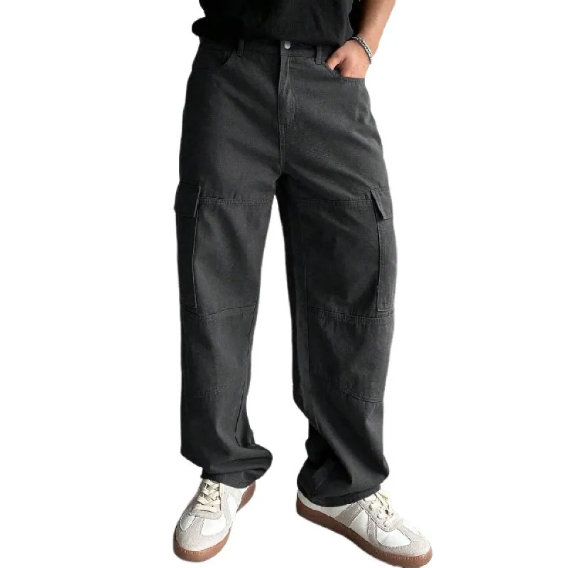 Men's Vintage Solid Color Multi-Pocket Cargo Pants 28642978Y sold by Manly