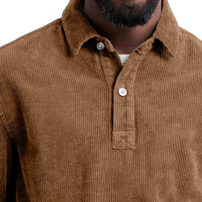 Men's Fashion Corduroy Long Sleeve Polo Shirt 58073577Y sold by Manly product image thumbnail 2