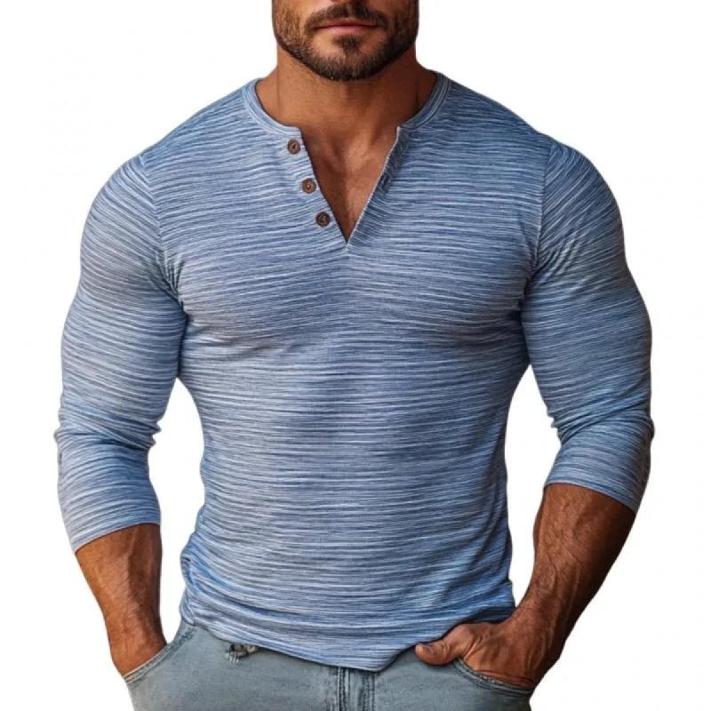 Men's Casual Cotton Blend Button V-Neck Slim Fit Long Sleeve T-Shirt 88007522M sold by Manly