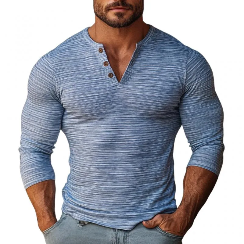 Men's Casual Cotton Blend Button V-Neck Slim Fit Long Sleeve T-Shirt 88007522M sold by Manly