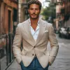 Men's Vintage Cotton Linen Peaked Lapel Single-Breasted Slim-Fit Blazer 08292255M sold by Manly