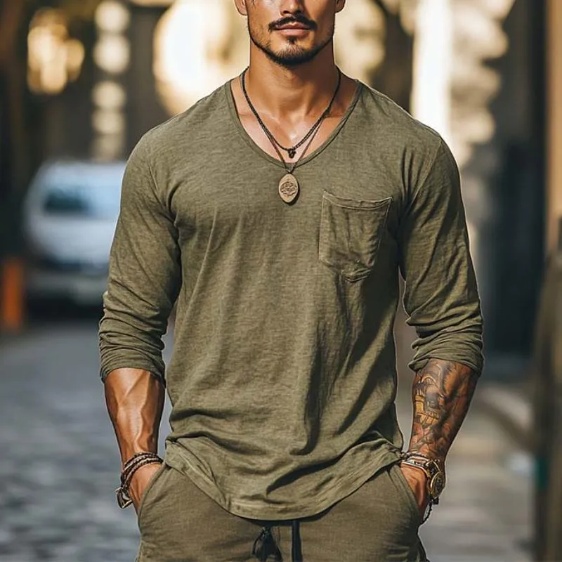 Men's Classic Casual Round Neck Slim Fit Cotton Long Sleeve T-Shirt 25384764K sold by Manly product image thumbnail 2