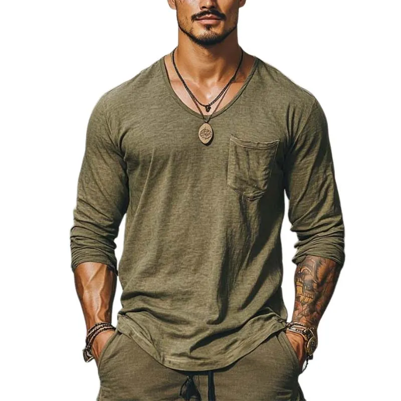 Men's Classic Casual Round Neck Slim Fit Cotton Long Sleeve T-Shirt 25384764K sold by Manly