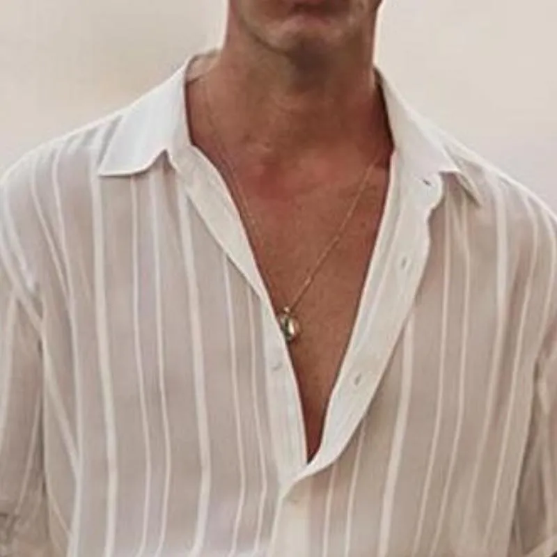 Men's Casual Fashionable Striped Textured Long-sleeved Shirt 77156024K sold by Manly product image thumbnail 3