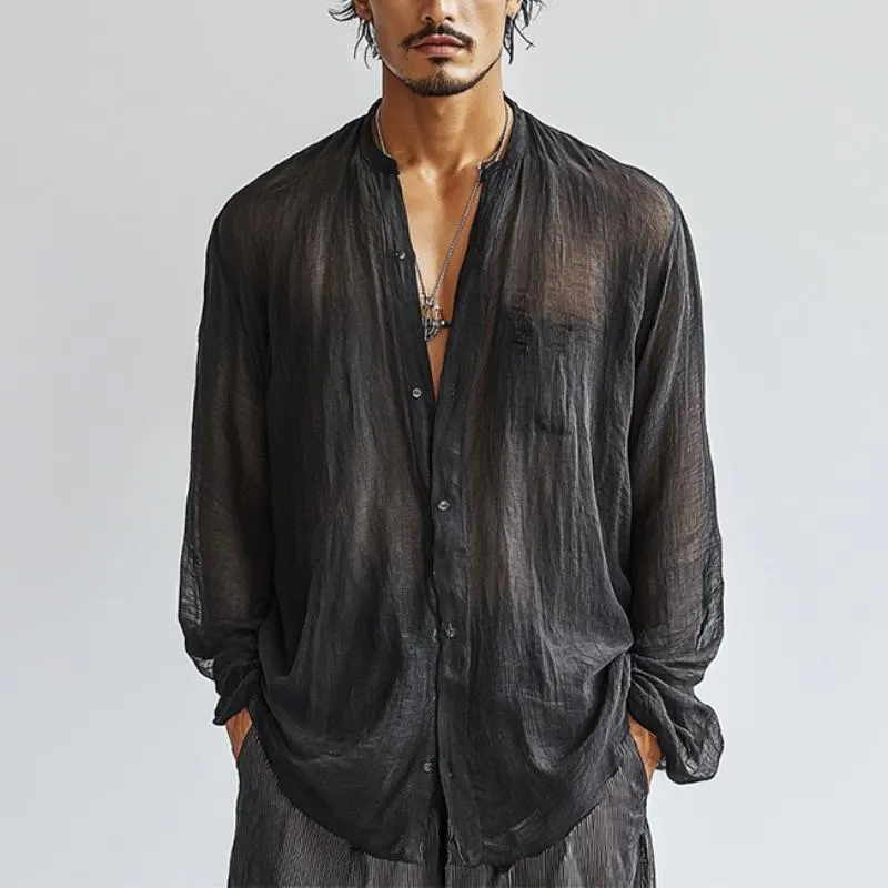 Men's Casual Fashion Silk Chiffon Long Sleeve Shirt 48797393K sold by Manly product image thumbnail 2