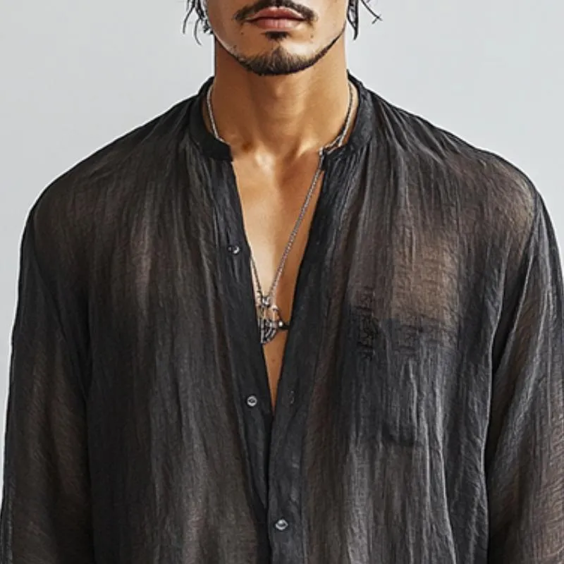 Men's Casual Fashion Silk Chiffon Long Sleeve Shirt 48797393K sold by Manly product image thumbnail 3