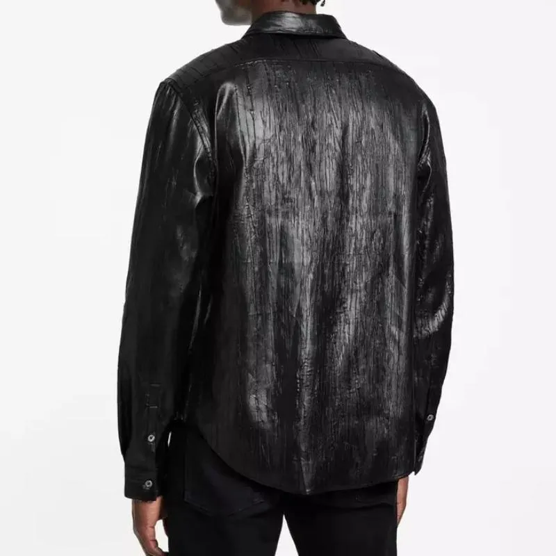 Men's Casual Fashionable Textured Leather Long Sleeve Shirt 46353500K sold by Manly product image thumbnail 3