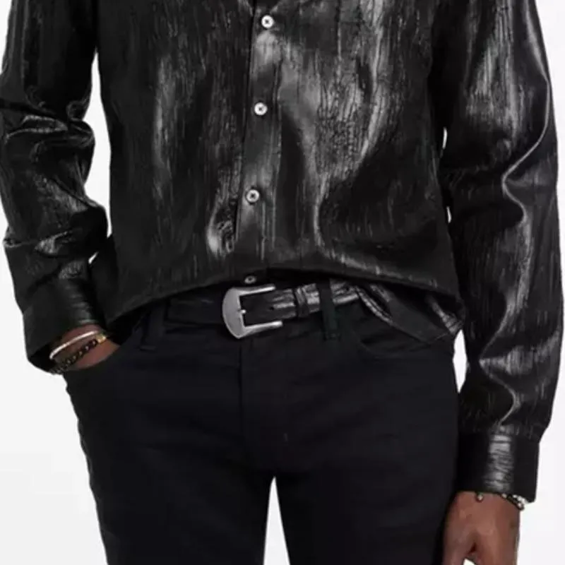 Men's Casual Fashionable Textured Leather Long Sleeve Shirt 46353500K sold by Manly product image thumbnail 5