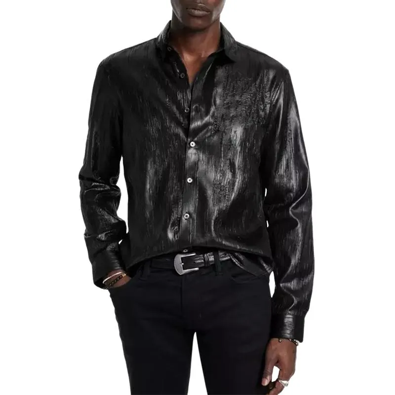 Men's Casual Fashionable Textured Leather Long Sleeve Shirt 46353500K sold by Manly