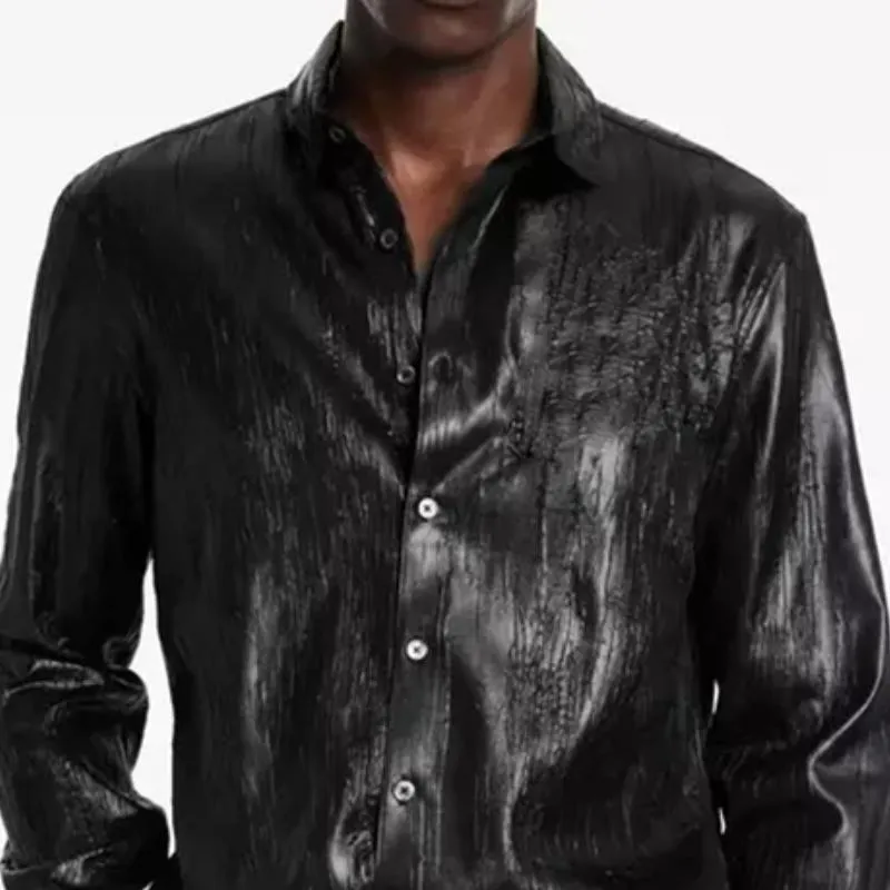 Men's Casual Fashionable Textured Leather Long Sleeve Shirt 46353500K sold by Manly product image thumbnail 4