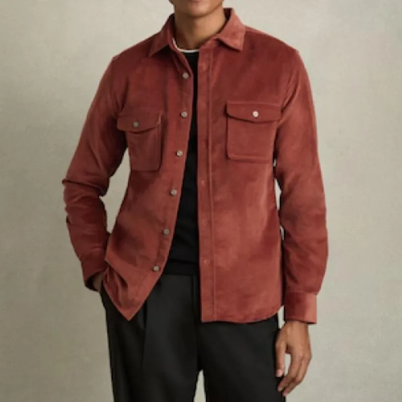 Men's Classic Casual Solid Color Corduroy Long Sleeve Shirt 26020485K sold by Manly product image thumbnail 3