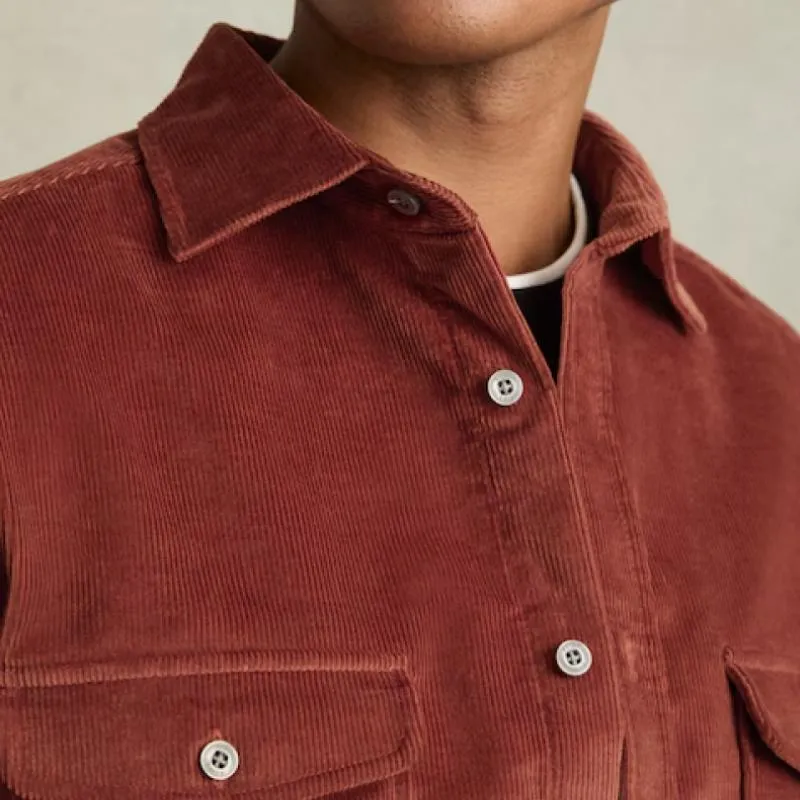 Men's Classic Casual Solid Color Corduroy Long Sleeve Shirt 26020485K sold by Manly product image thumbnail 4