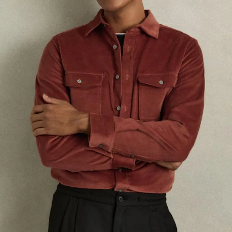 Men's Classic Casual Solid Color Corduroy Long Sleeve Shirt 26020485K sold by Manly product image thumbnail 2