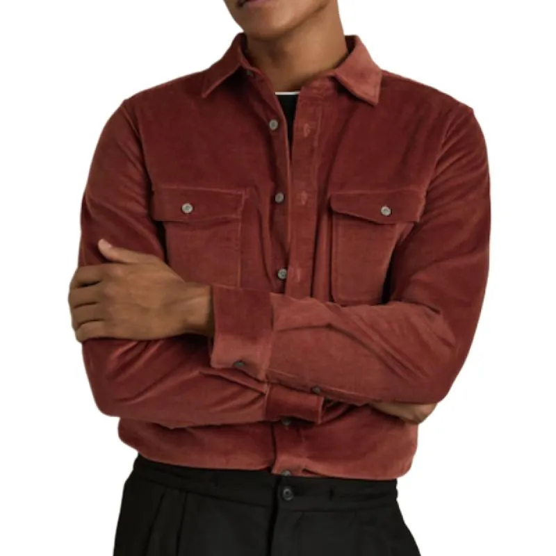 Men's Classic Casual Solid Color Corduroy Long Sleeve Shirt 26020485K sold by Manly