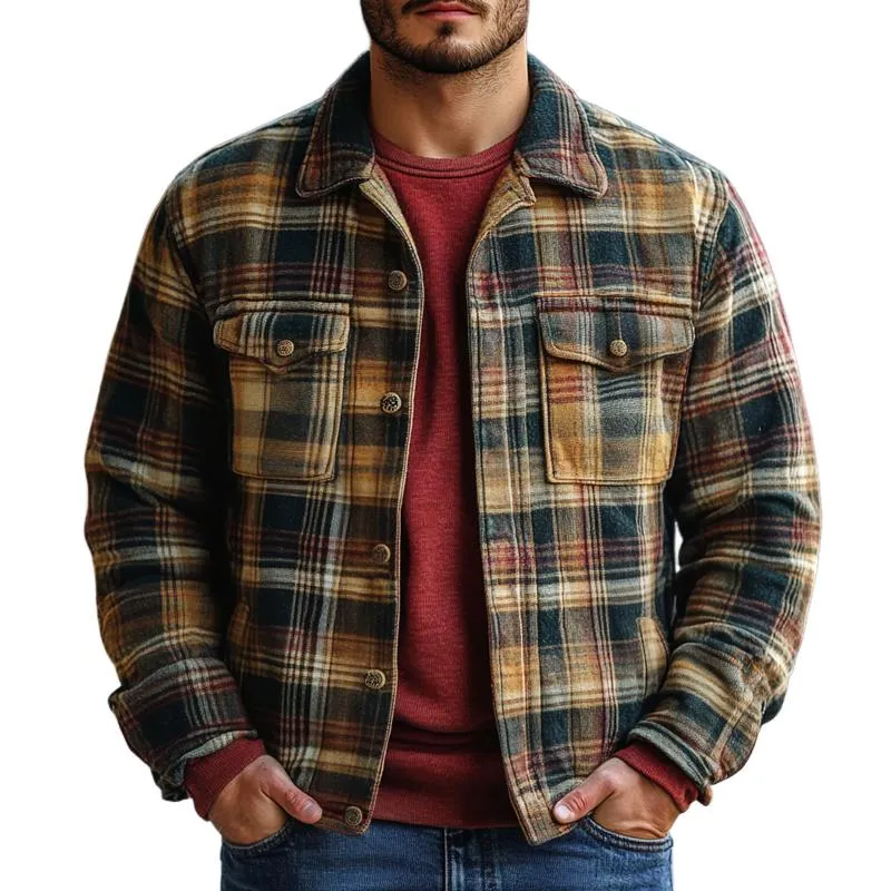 Men's Vintage Checked Lapel Chest Pocket Single Breasted Jacket 24779587Z sold by Manly