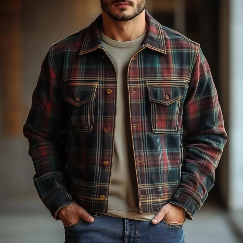 Men's Vintage Checked Lapel Chest Pocket Single Breasted Jacket 89776828Z sold by Manly product image thumbnail 2