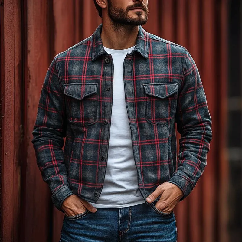 Men's Vintage Checked Lapel Chest Pocket Single Breasted Jacket 67571588Z sold by Manly product image thumbnail 2