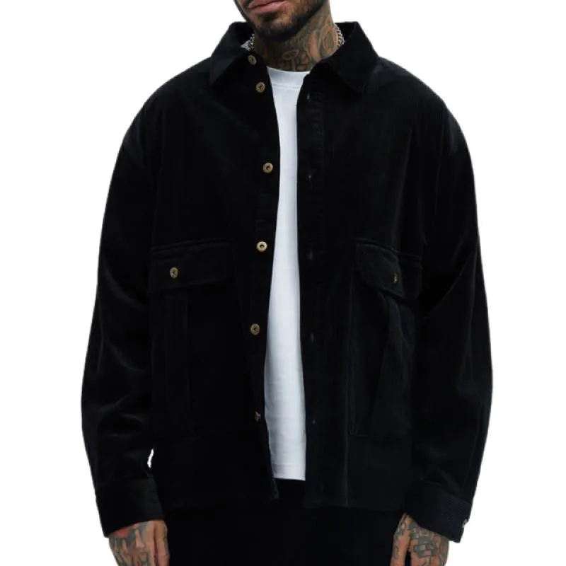 Men's Casual Corduroy Lapel Long Sleeve Shirt 20612771F sold by Manly