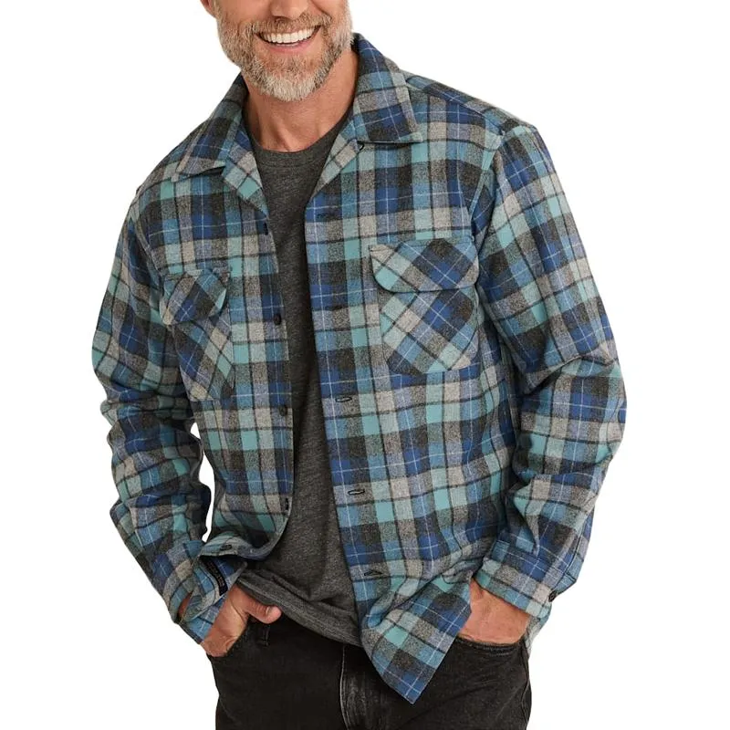 Men's Casual Contrast Plaid Long Sleeve Lapel Shirt 49089603F sold by Manly