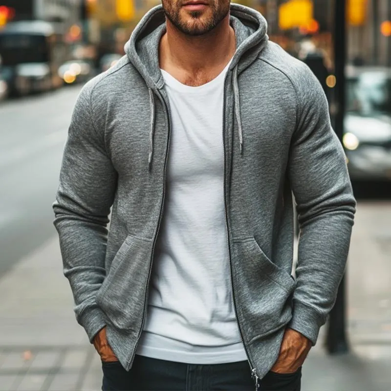 Men's Retro Casual Zipper Hooded Sweatshirt Jacket 31013215TO sold by Manly product image thumbnail 2