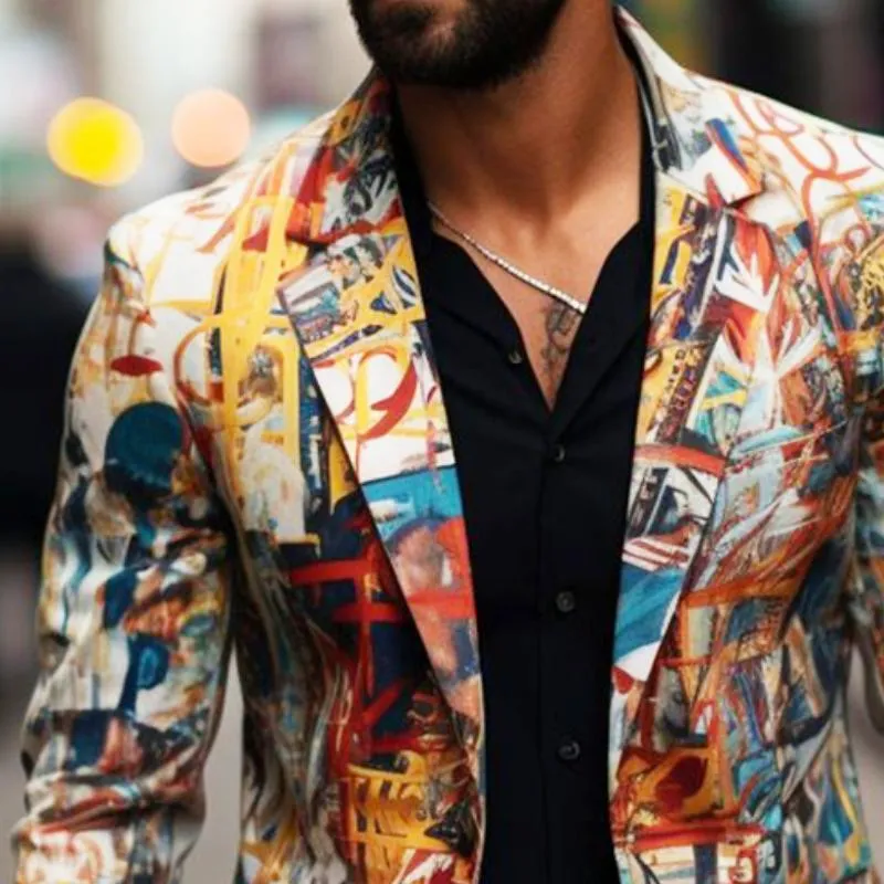 Men's Vintage Casual Print Single Breasted Blazer 92811949TO sold by Manly product image thumbnail 3