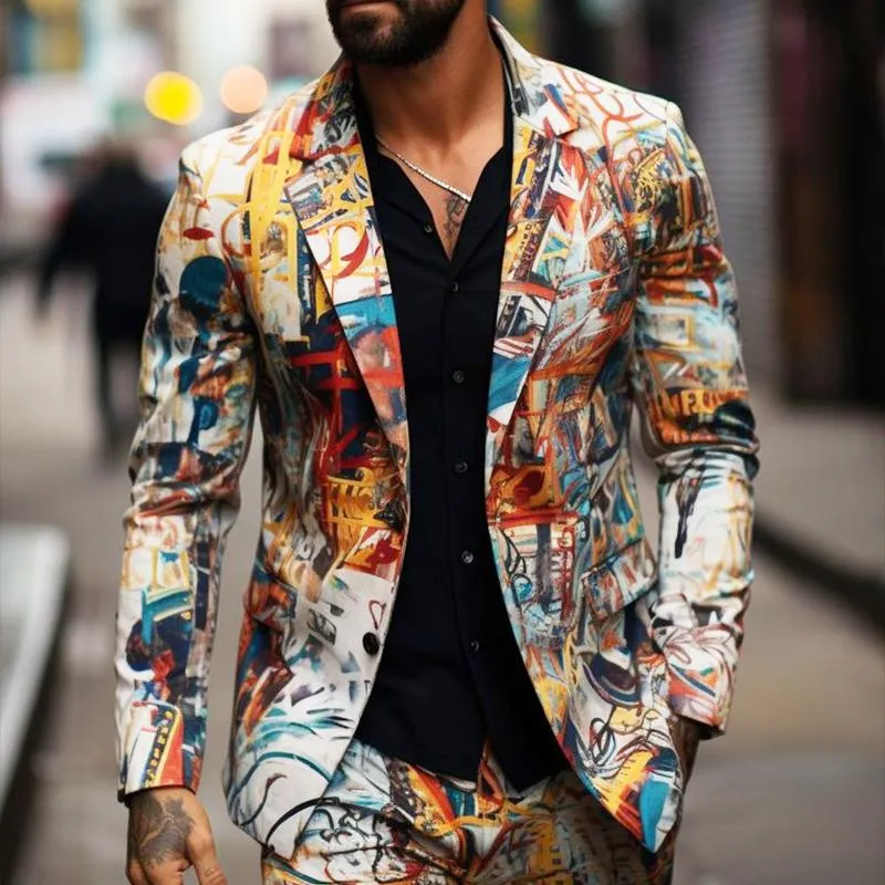 Men's Vintage Casual Print Single Breasted Blazer 92811949TO sold by Manly product image thumbnail 2
