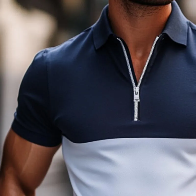 Men's Retro Casual Colorblock Short-sleeved Polo Shirt 59902274TO sold by Manly product image thumbnail 3