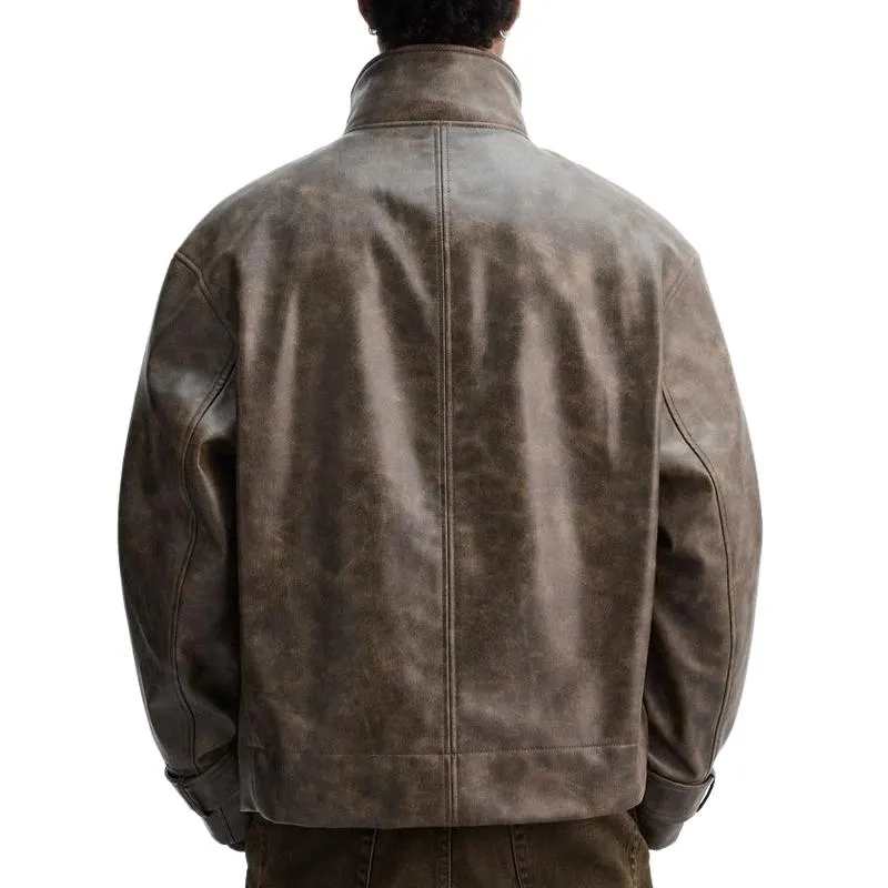 Men's Vintage Brown Lapel Leather Jacket 04304113F sold by Manly product image thumbnail 3